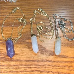 Set of 3 long crystal necklaces